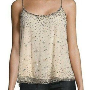JOIE GARLEN EMBELLISHED FINE BEADED TANK TOP IN CHAMPAGNE